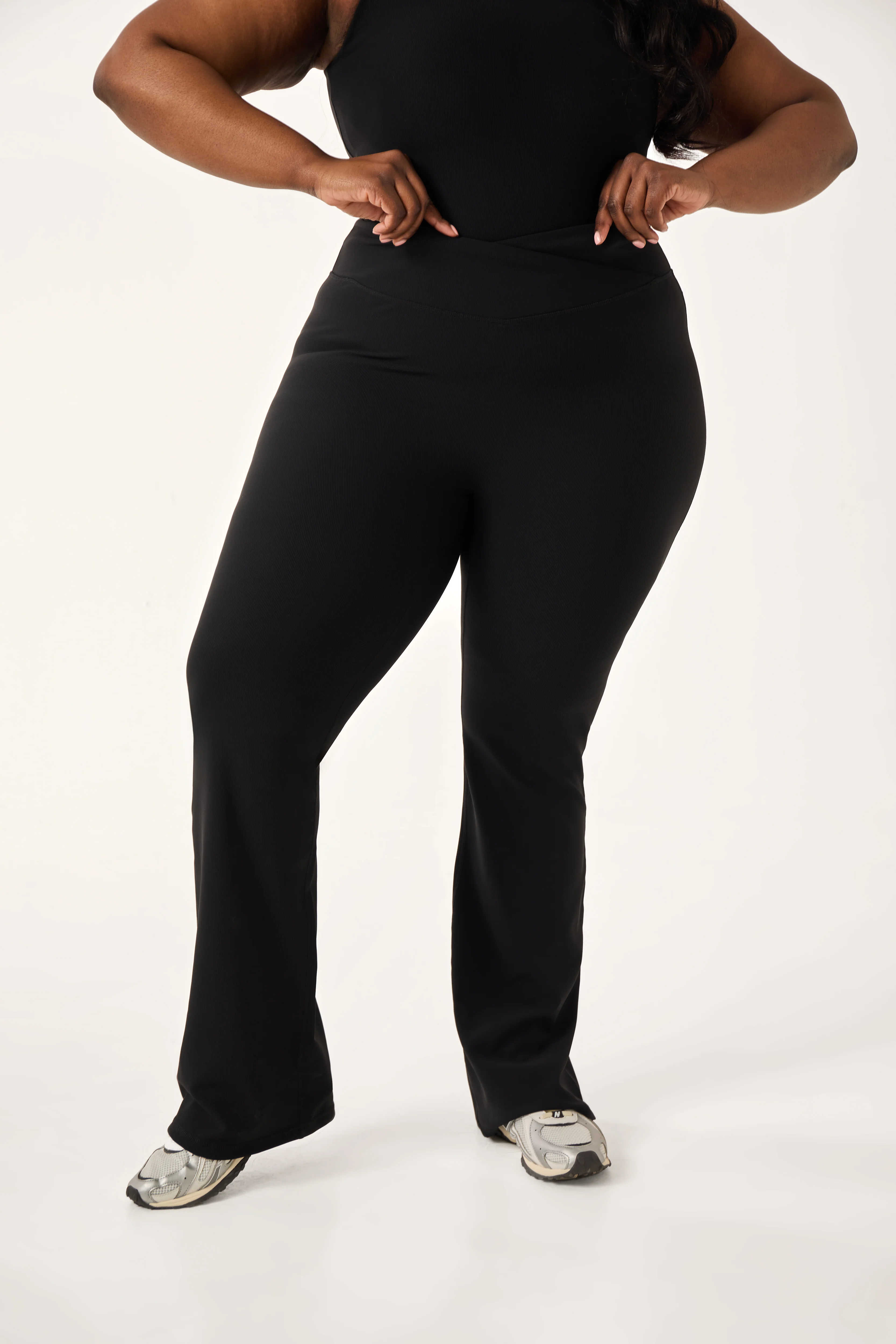 The Sculpt Wrap Waistband Flare Leg Trouser - Core Black - Image 11