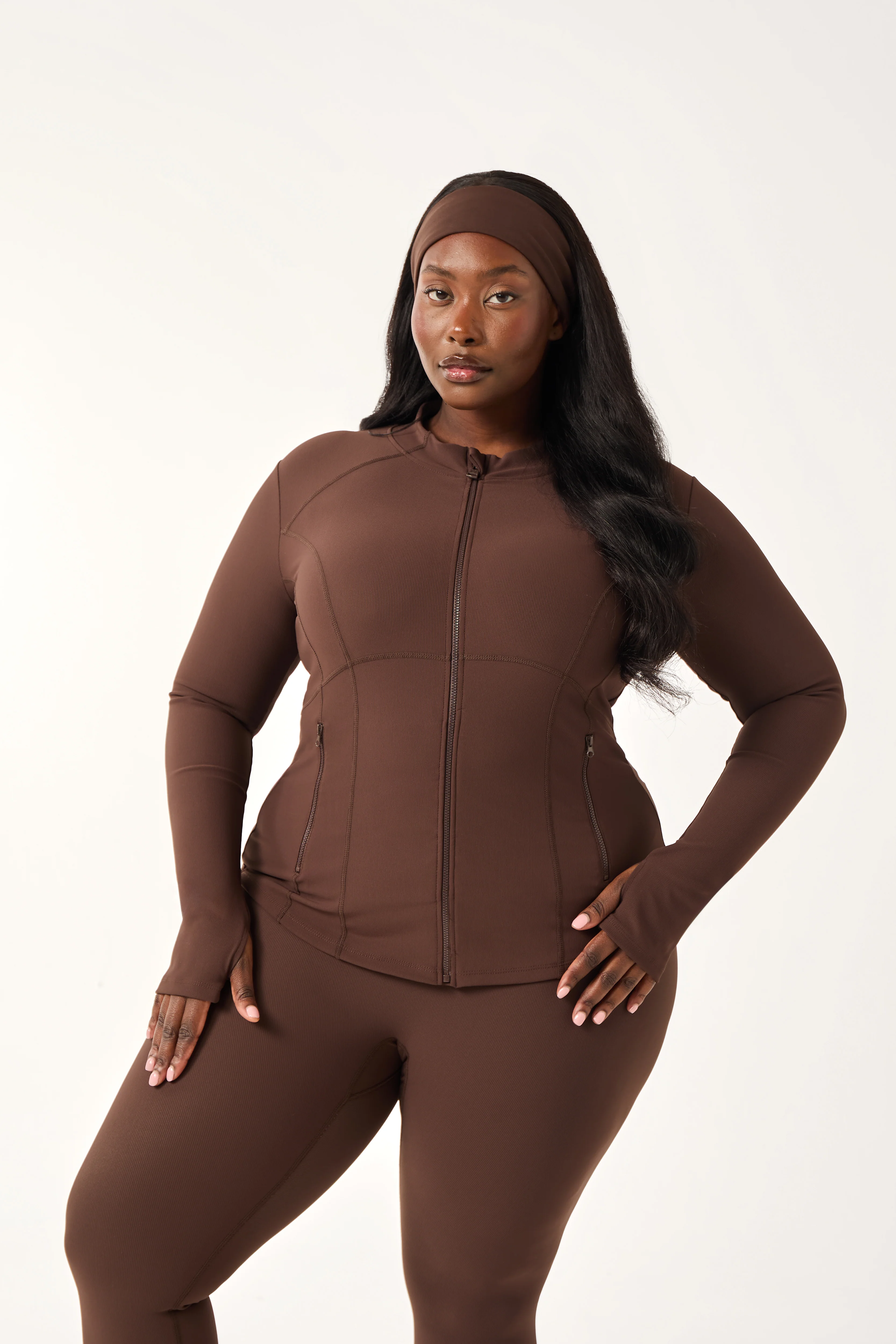 The Sculpt Zip Through Jacket - Espresso - Image 7