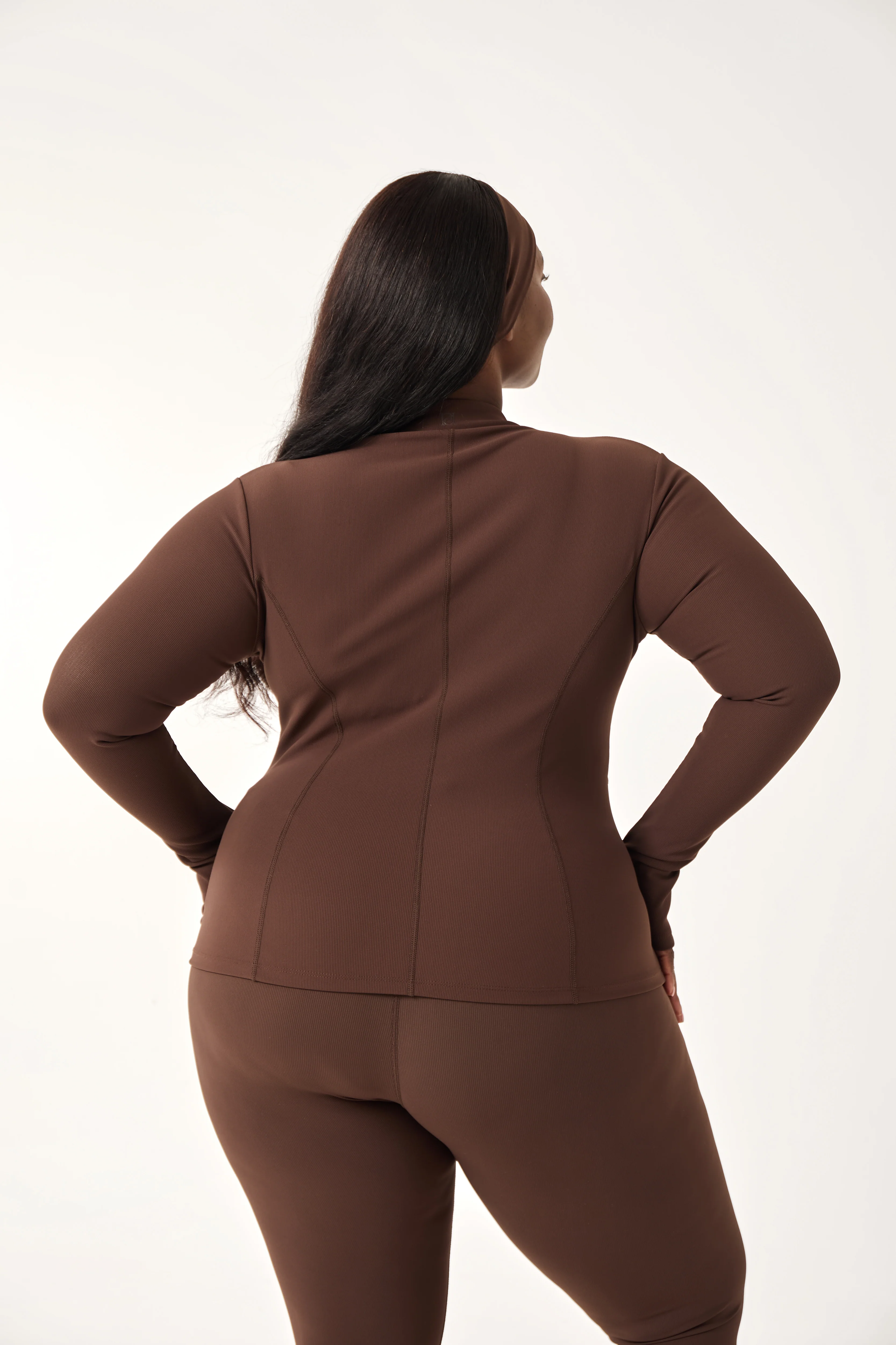 The Sculpt Zip Through Jacket - Espresso - Image 8