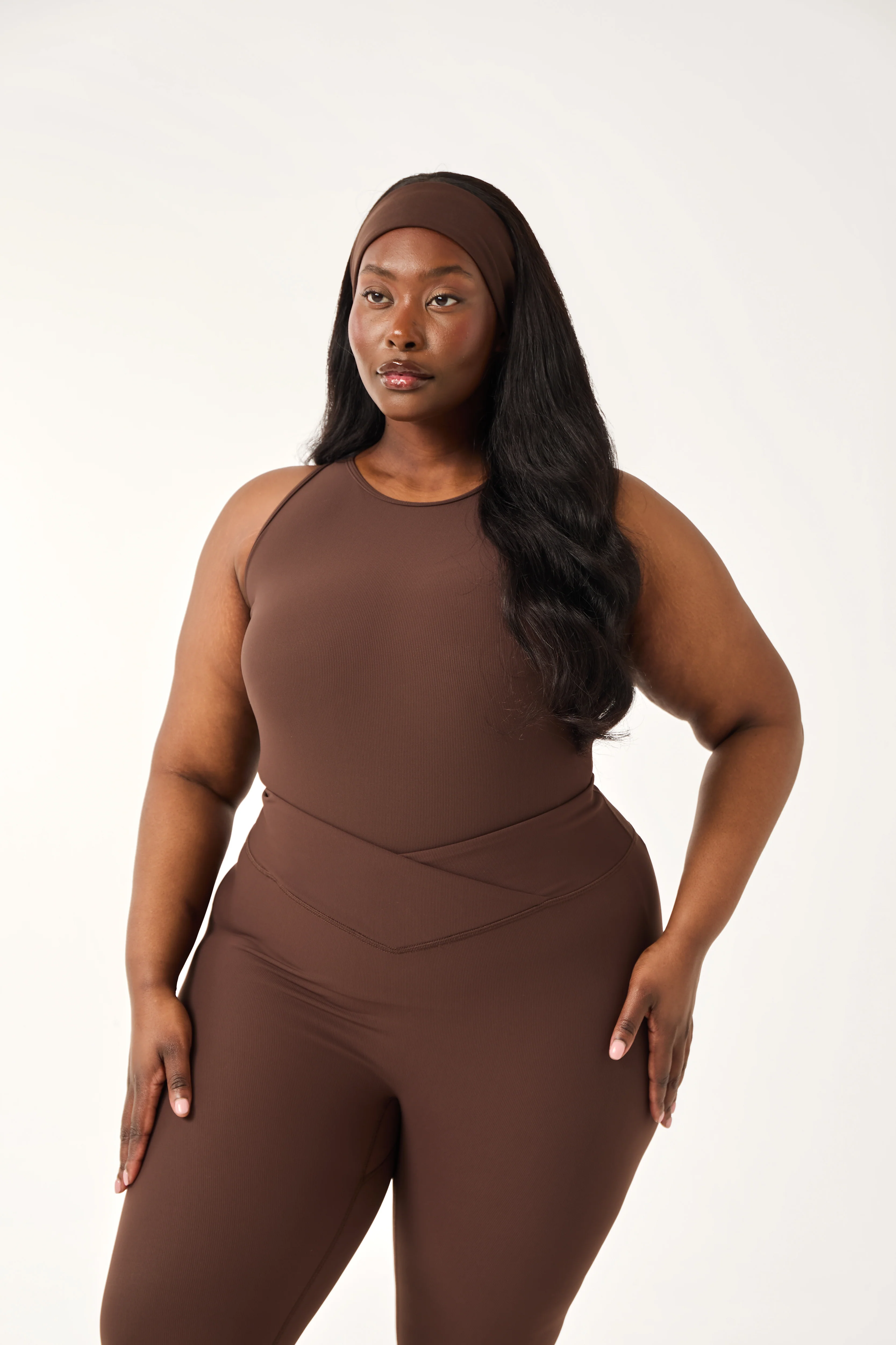 The Sculpt Built In Bra Racer Neck Bodysuit - Espresso - Image 6