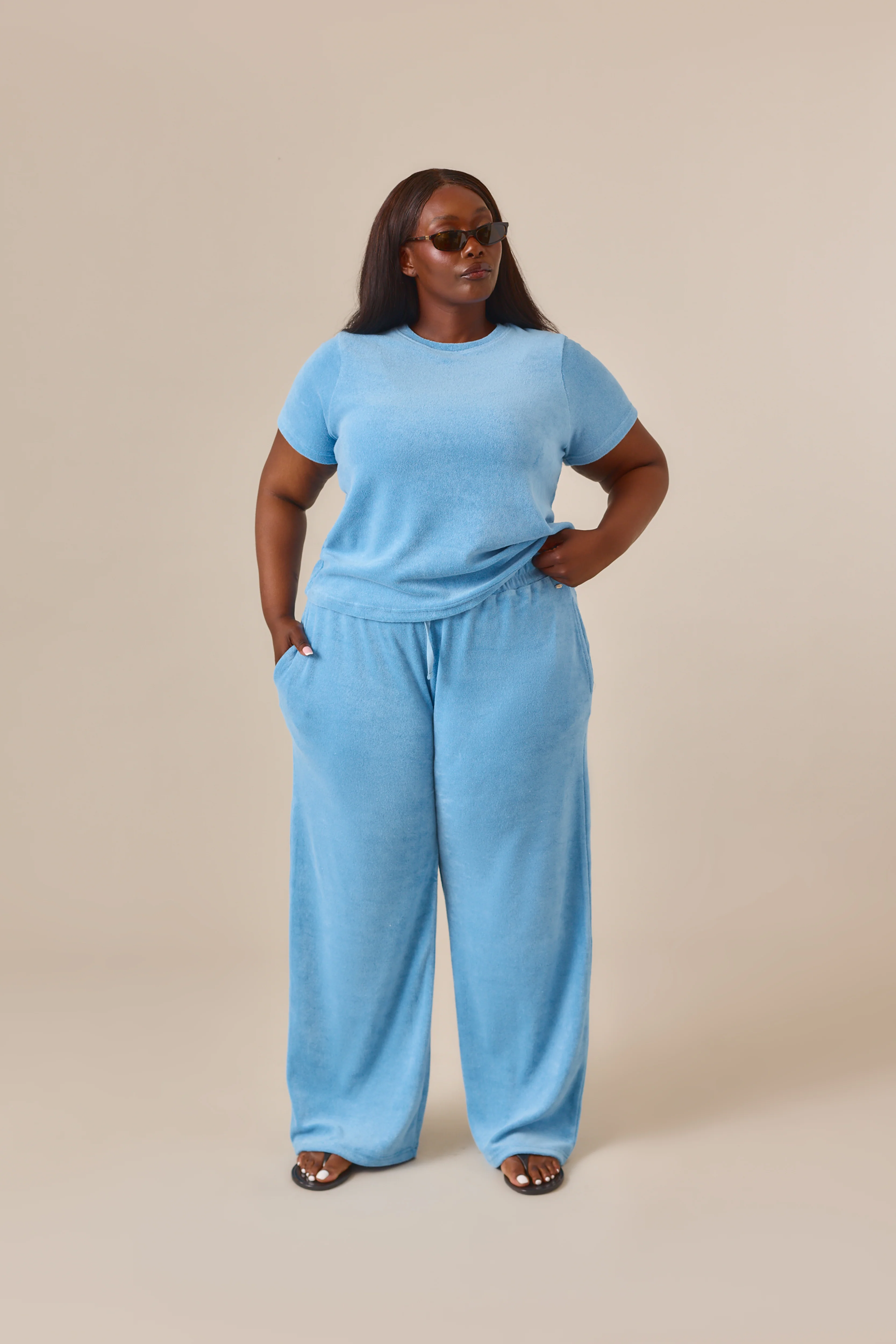 Towelling Short Sleeve T Shirt - Aqua - Image 6