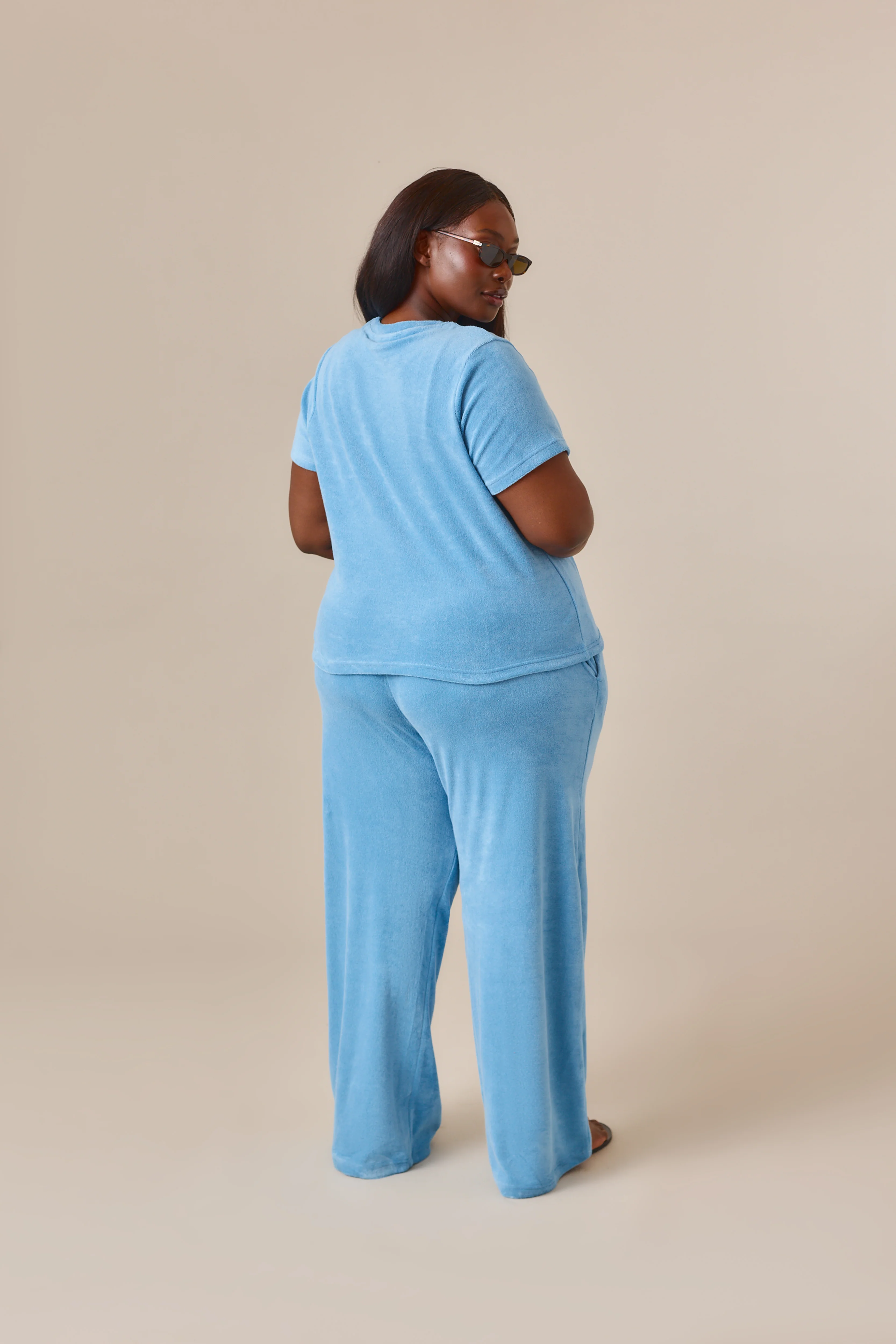 Towelling Short Sleeve T Shirt - Aqua - Image 7