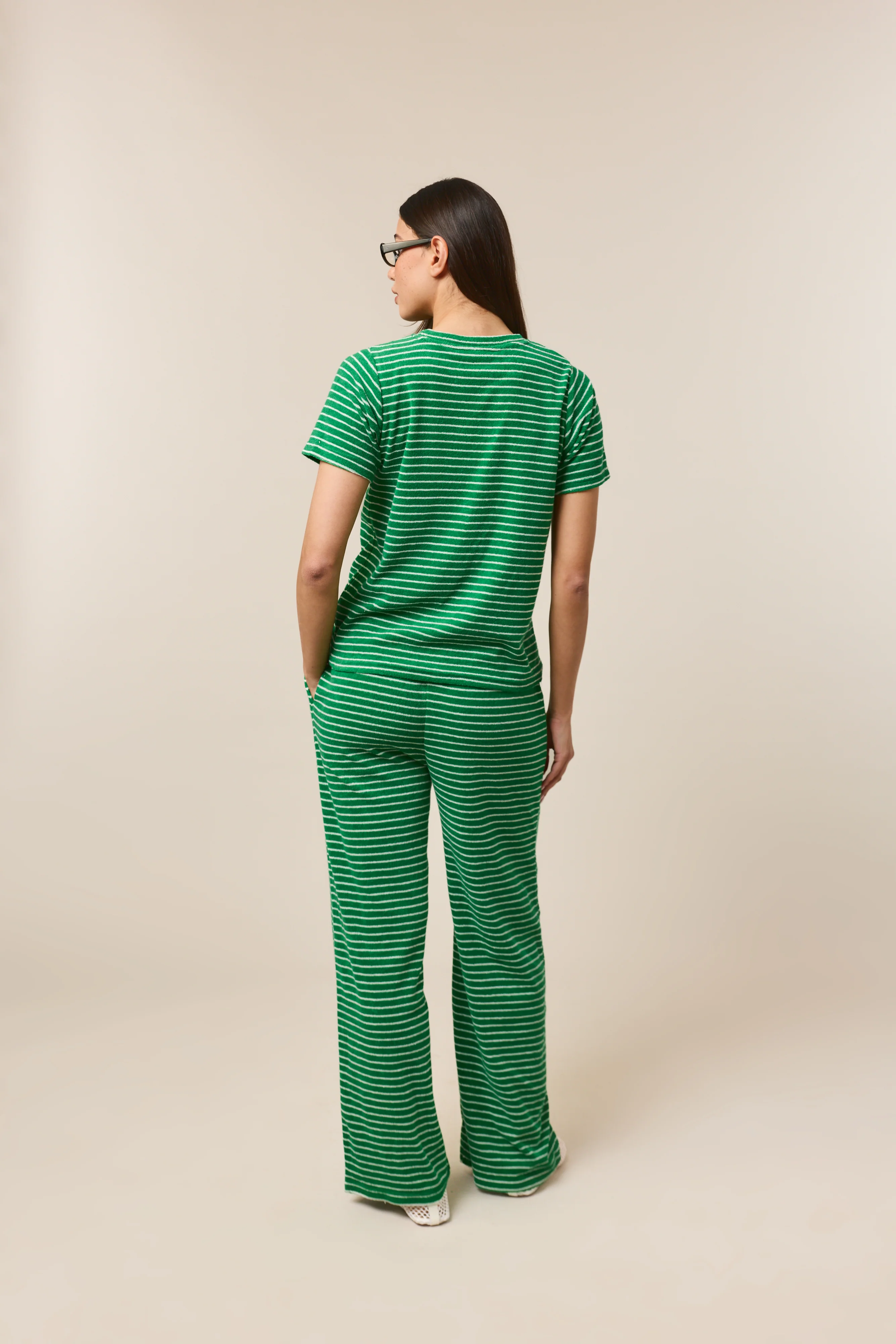 Towelling Stripe Short Sleeve T Shirt - Jelly Bean Green - Image 6
