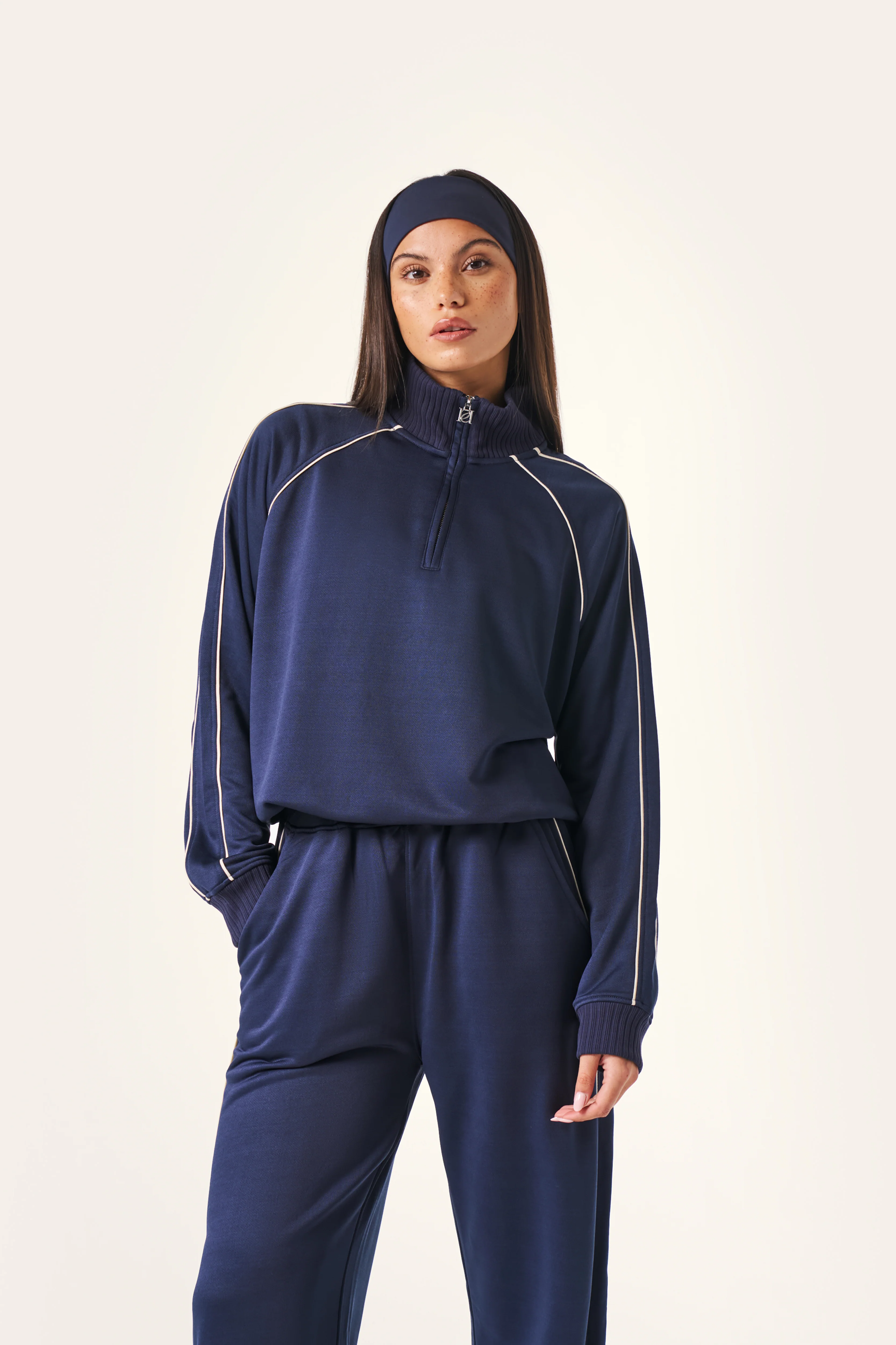 Tricot Quarter Zip 2 In 1 Tracksuit - Midnight Blue - Image 3