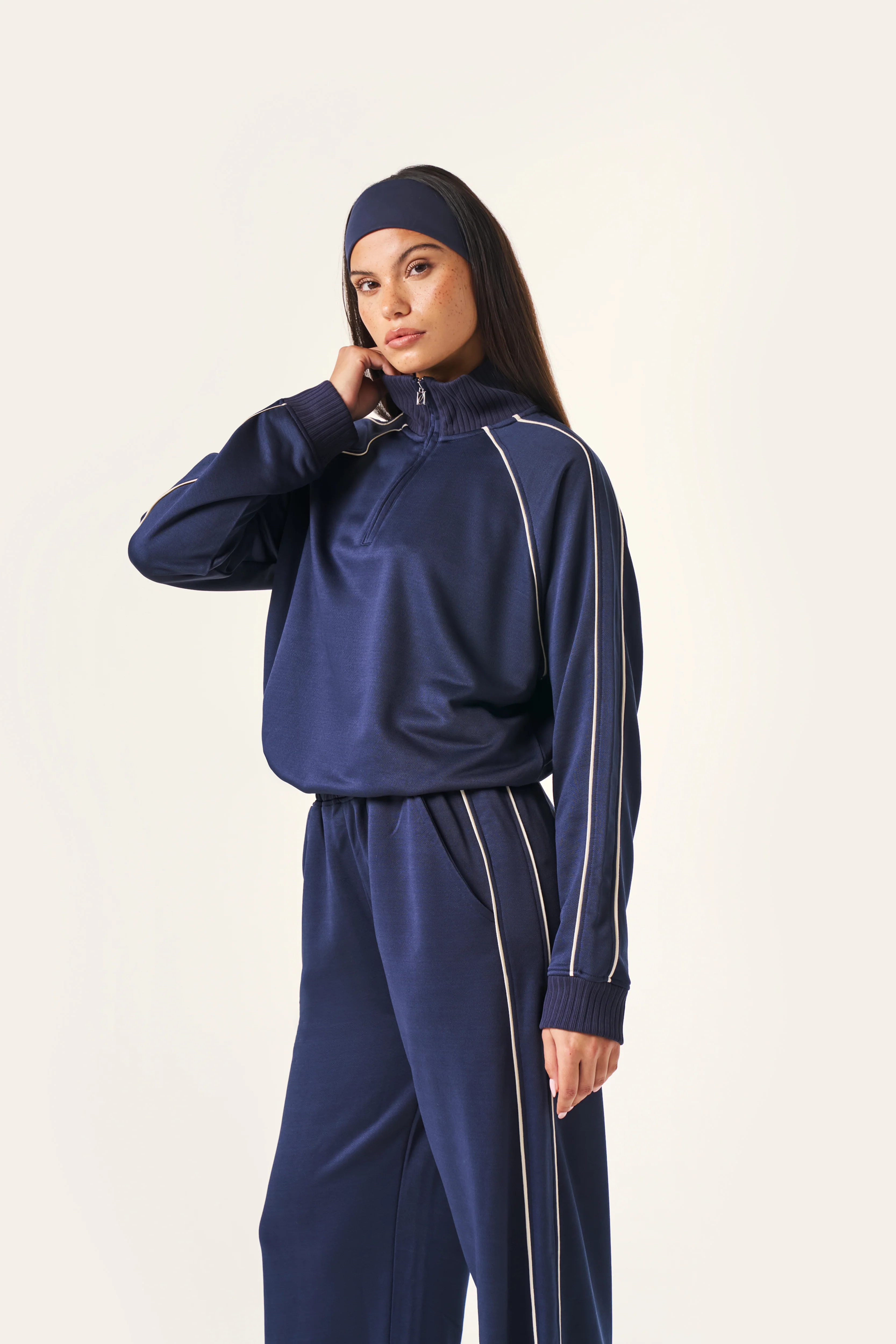 Tricot Quarter Zip 2 In 1 Tracksuit - Midnight Blue - Image 4