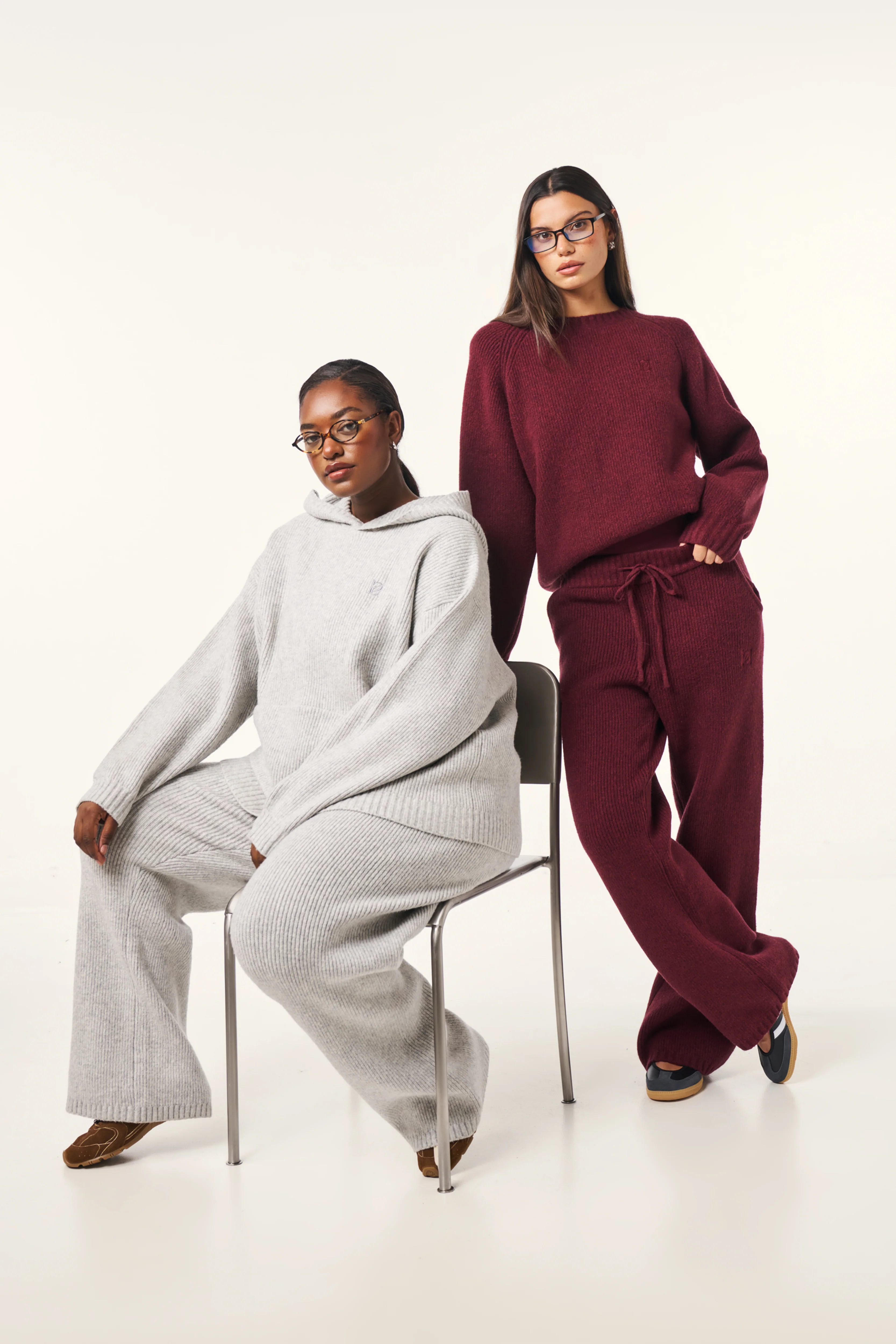 Wide Leg Premium Knitted Trousers - Dark Cherry - Image 8