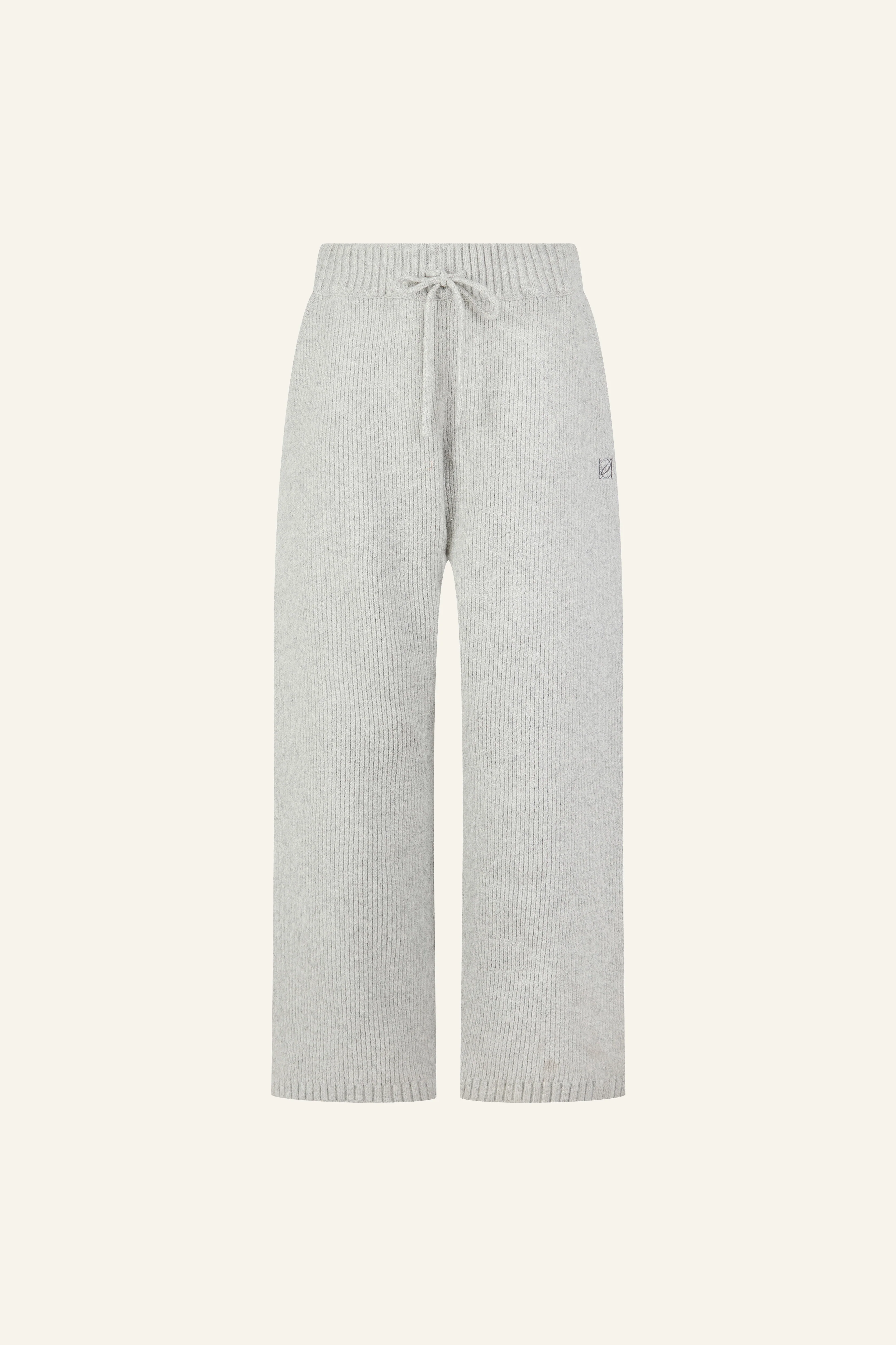 Wide Leg Premium Knitted Trousers - Grey Marl - Image 8