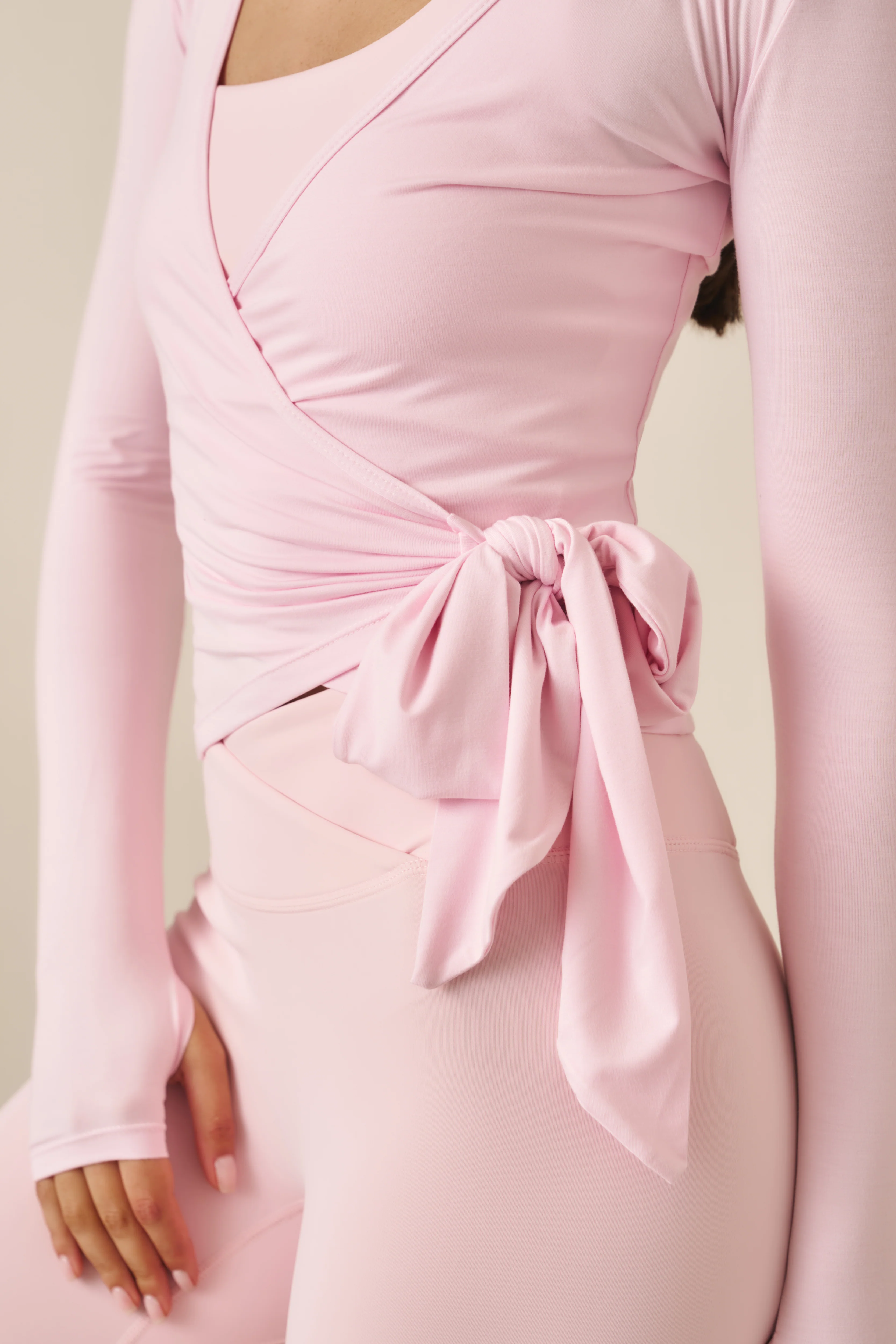 Ballet Wrap Long Sleeve Top - Ballerina Pink - Image 3