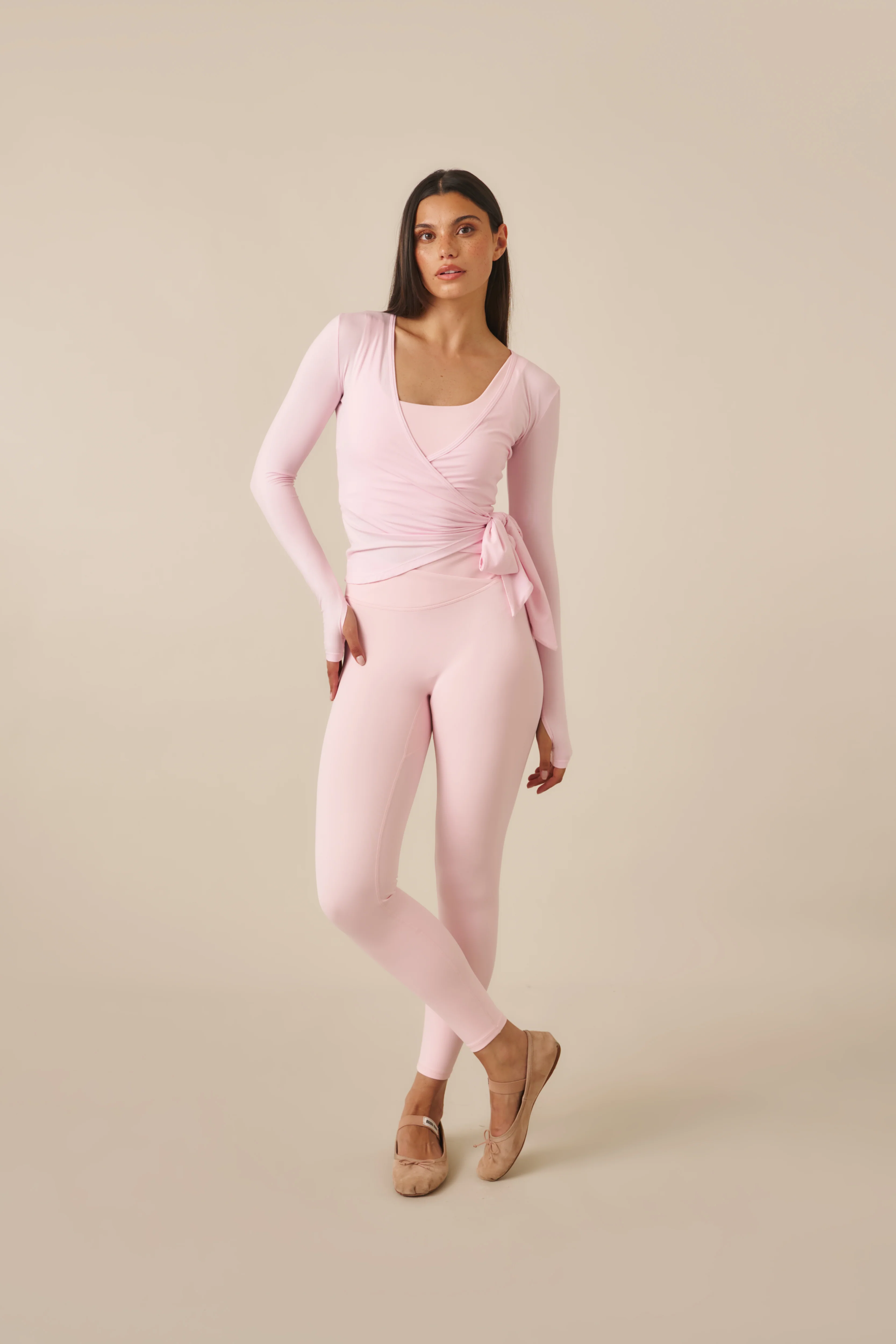 Ballet Wrap Long Sleeve Top - Ballerina Pink - Image 4