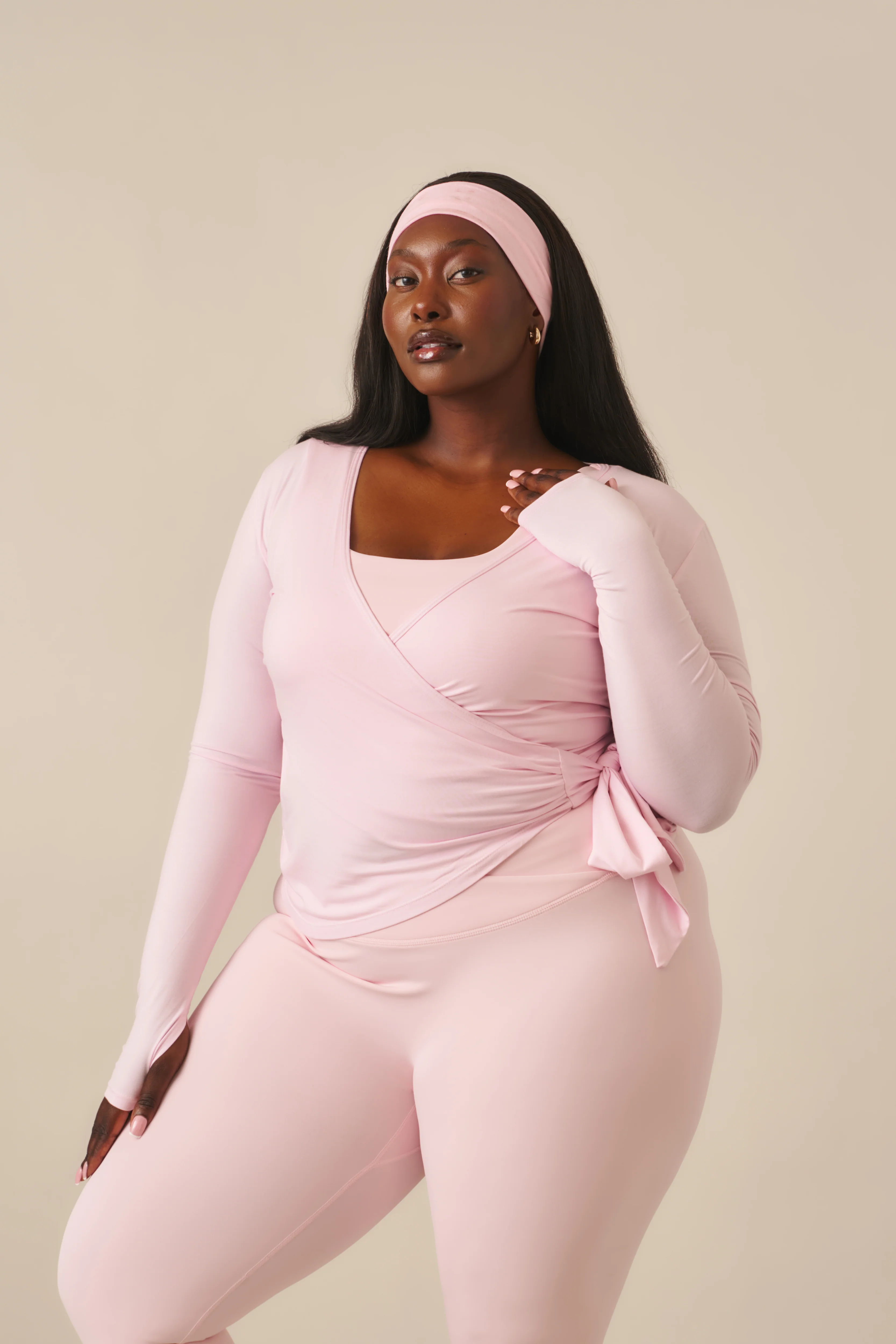 Ballet Wrap Long Sleeve Top - Ballerina Pink - Image 7
