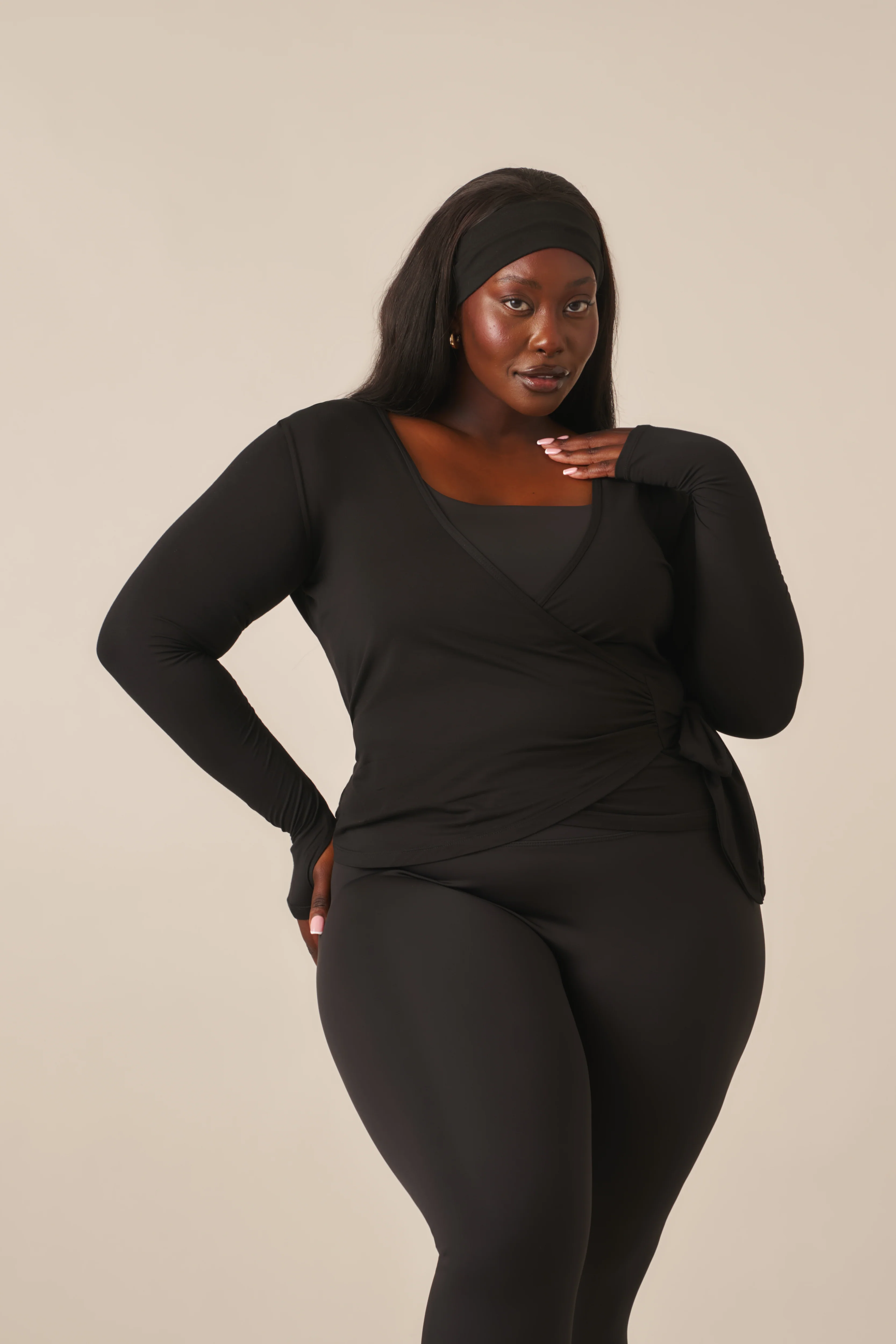 Ballet Wrap Long Sleeve Top - Core Black - Image 10