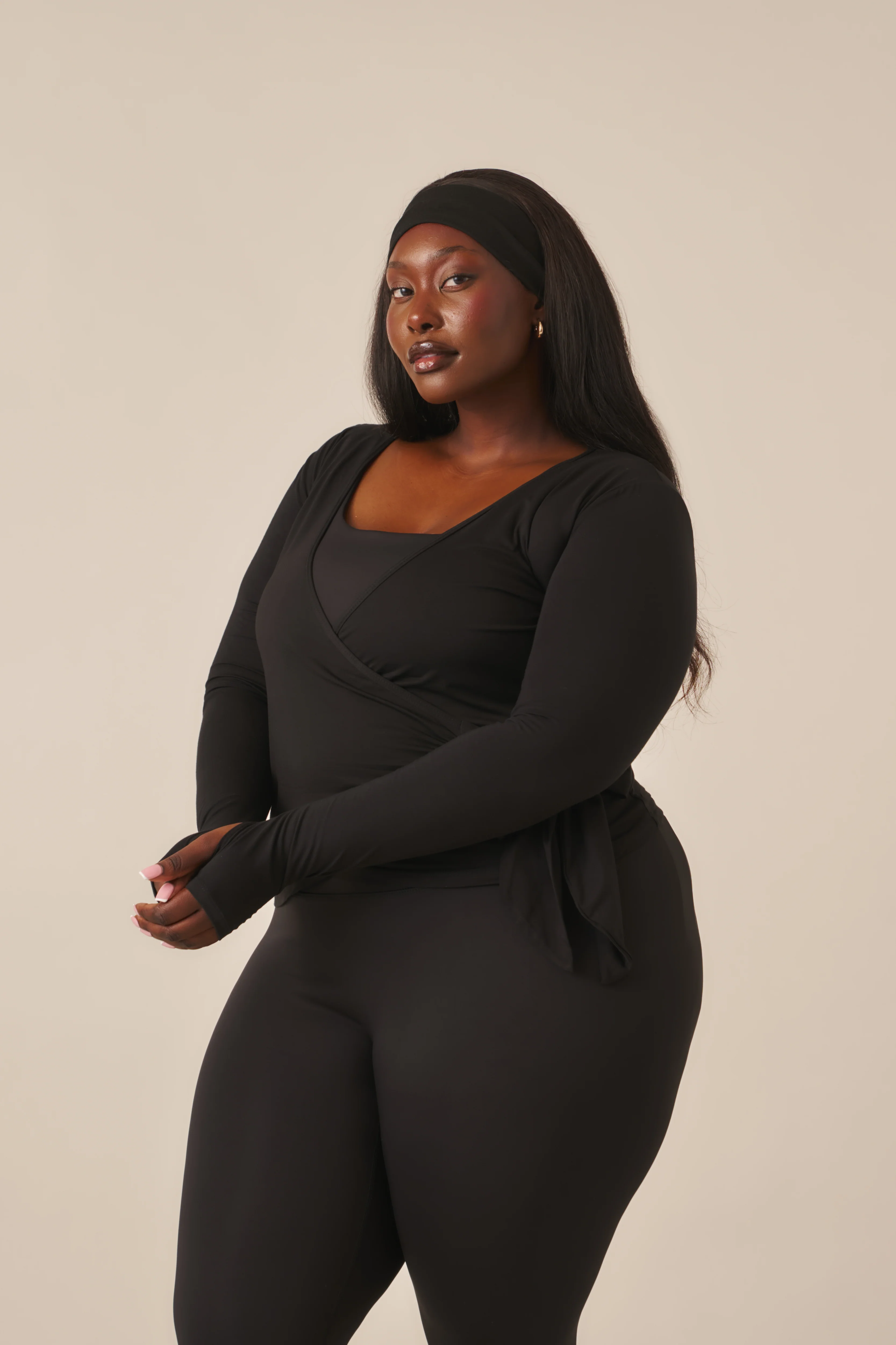 Ballet Wrap Long Sleeve Top - Core Black - Image 11