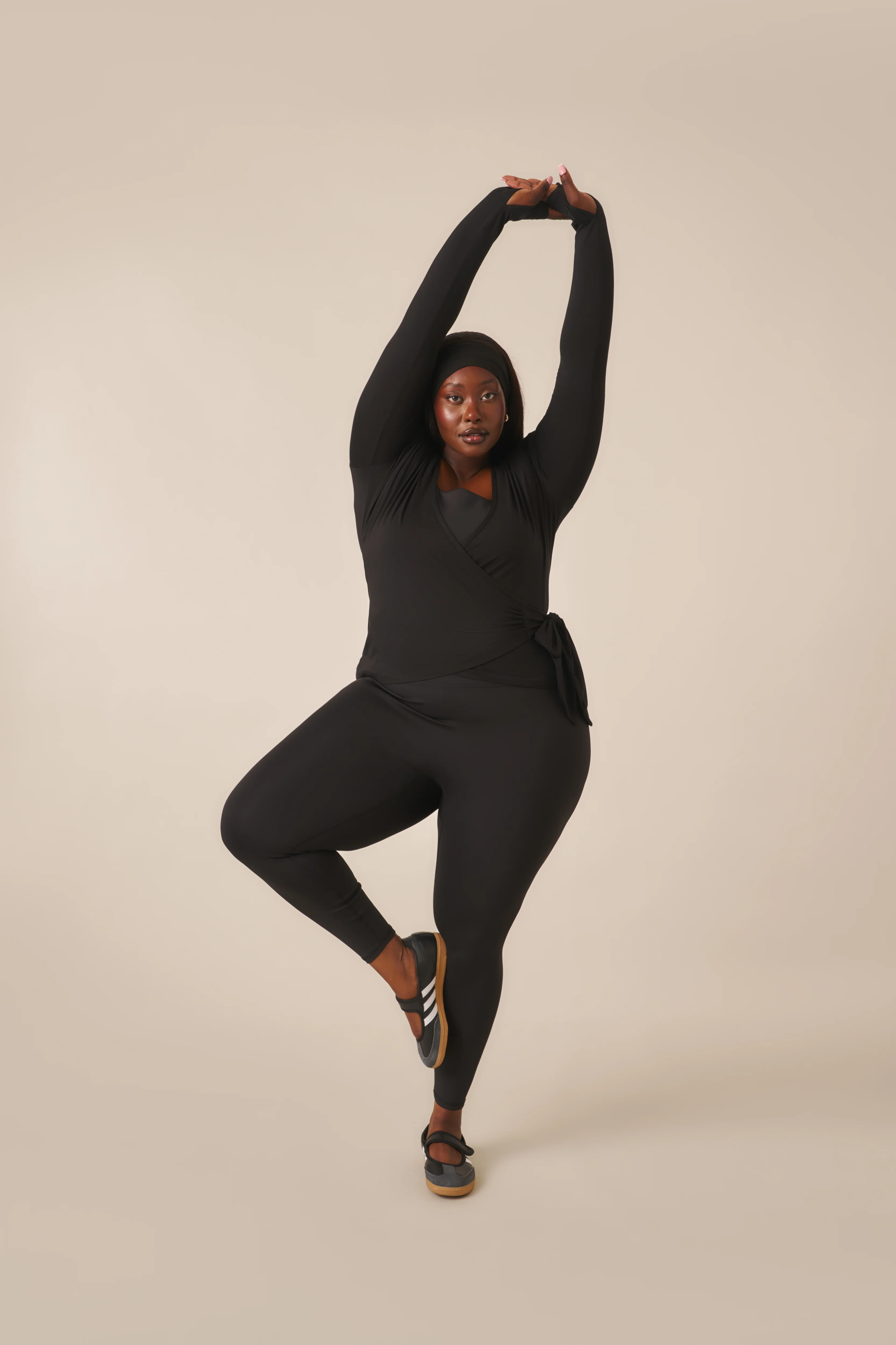 Ballet Wrap Long Sleeve Top - Core Black - Image 12