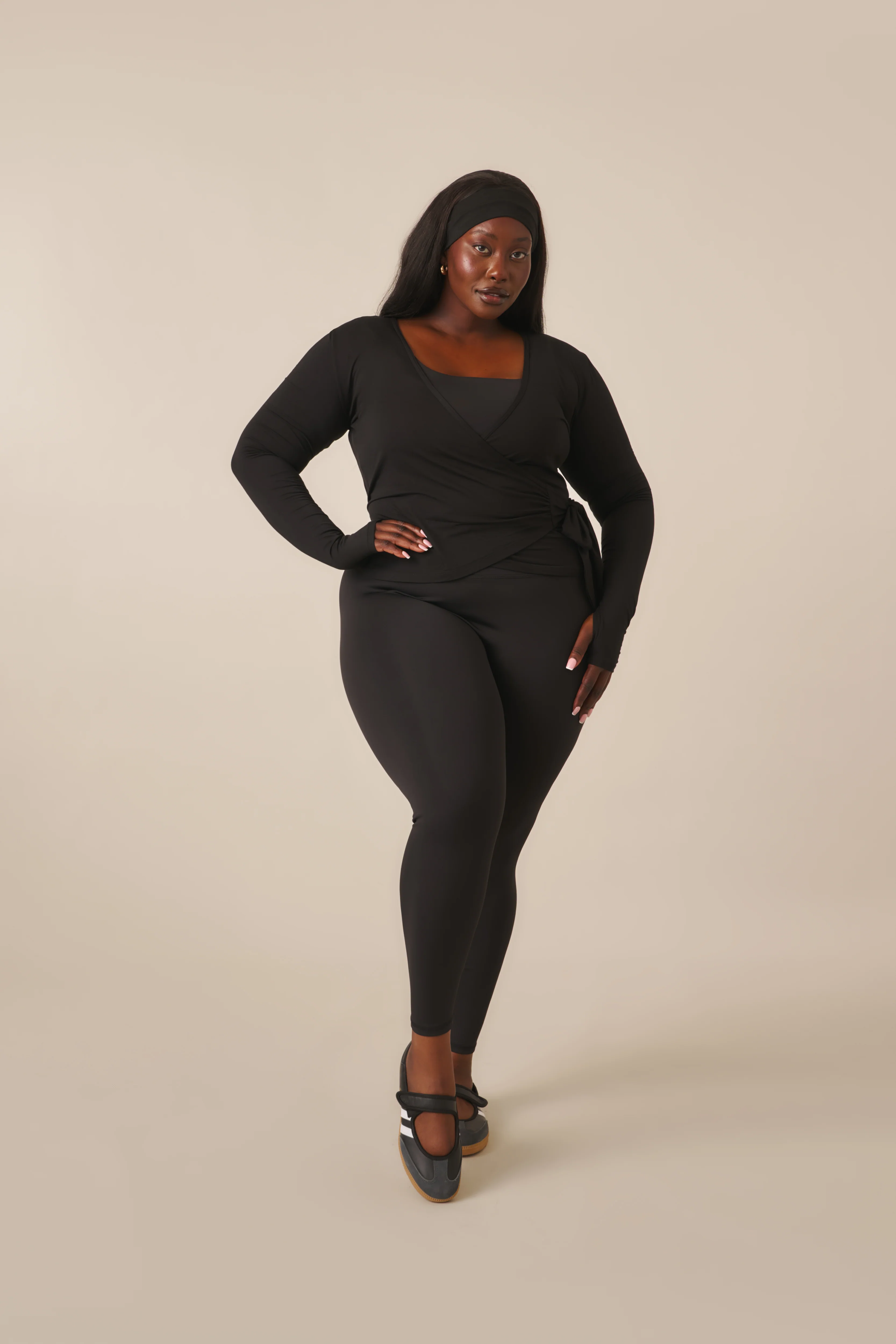 Ballet Wrap Long Sleeve Top - Core Black - Image 13