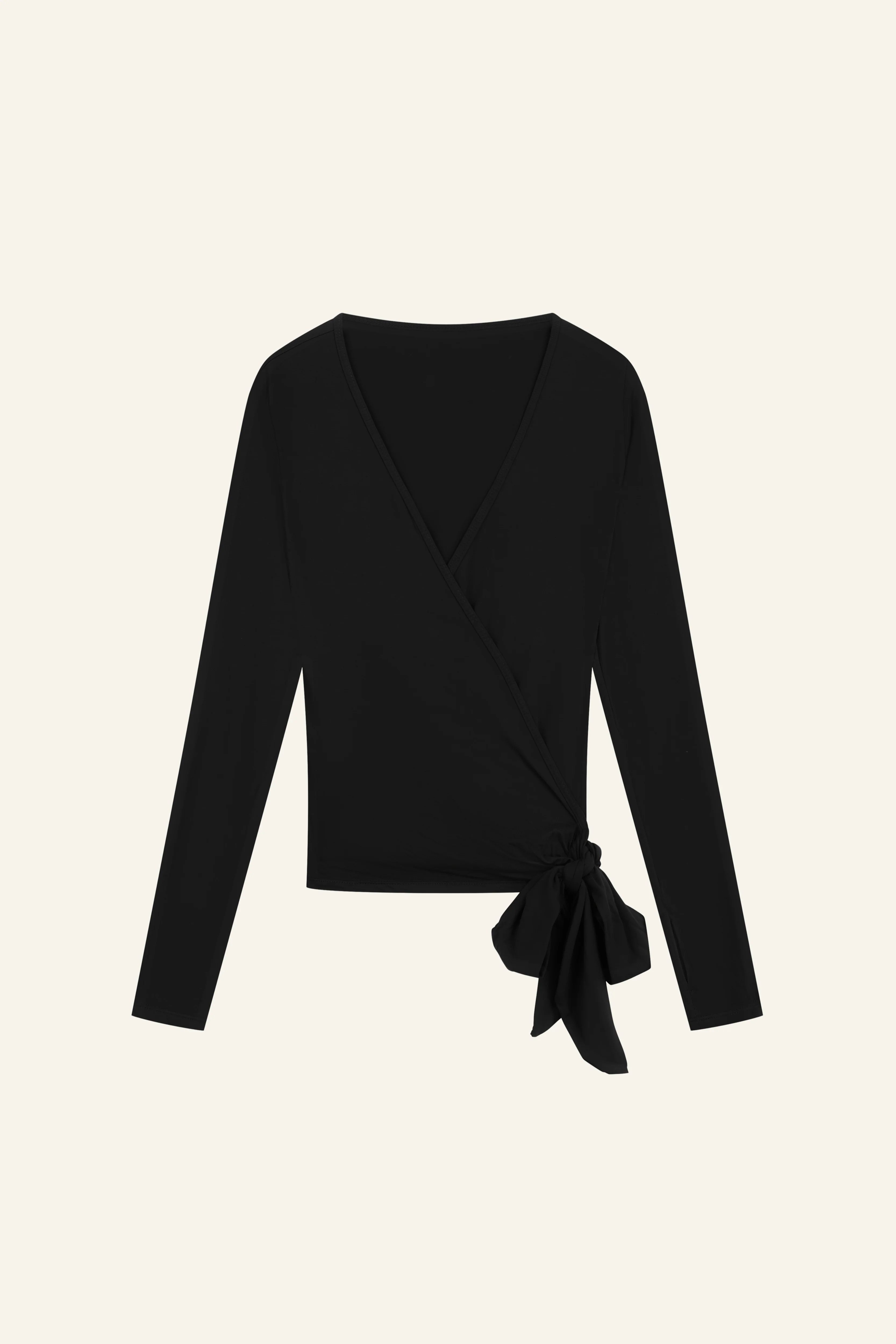 Ballet Wrap Long Sleeve Top - Core Black - Image 14