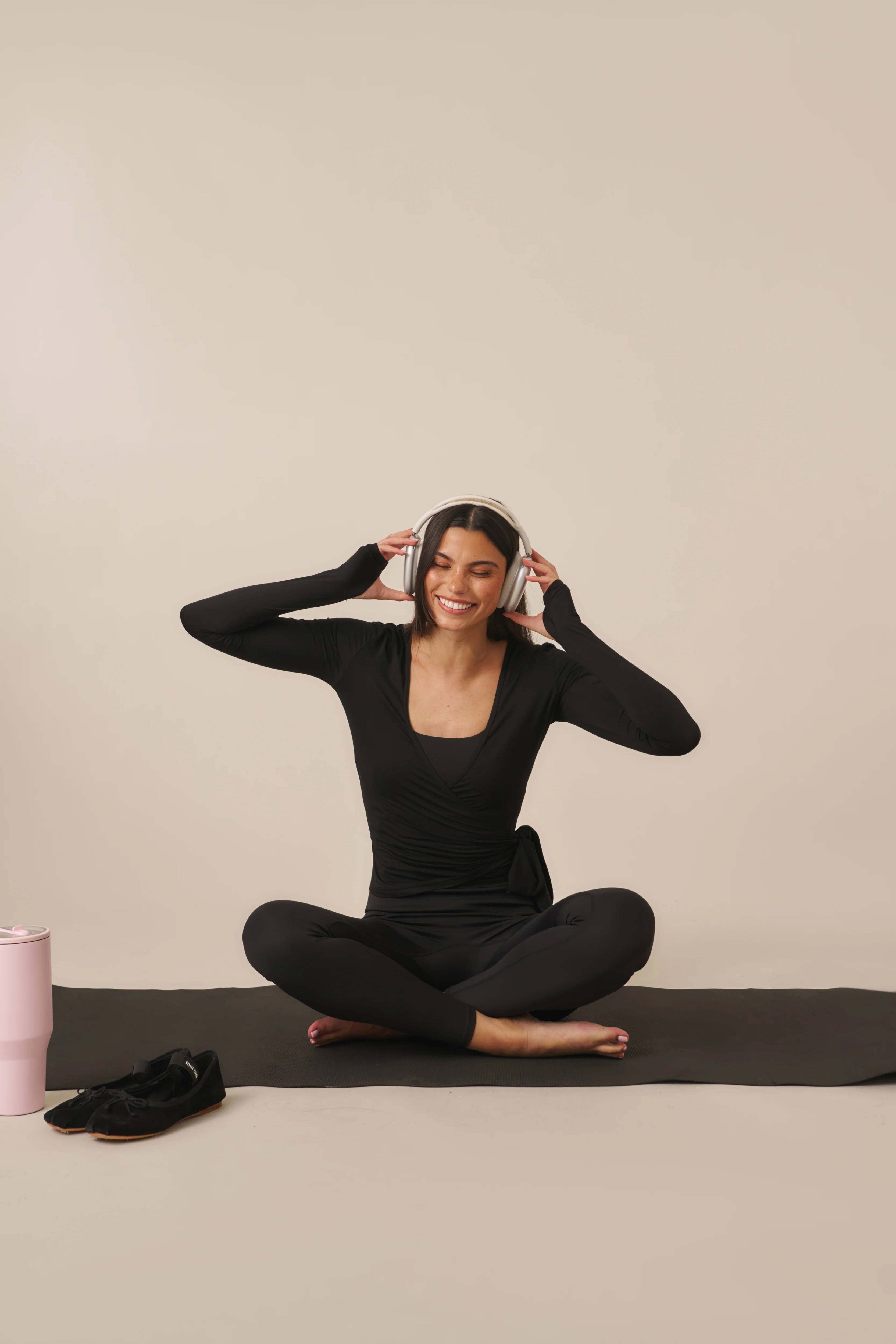 Ballet Wrap Long Sleeve Top - Core Black - Image 3