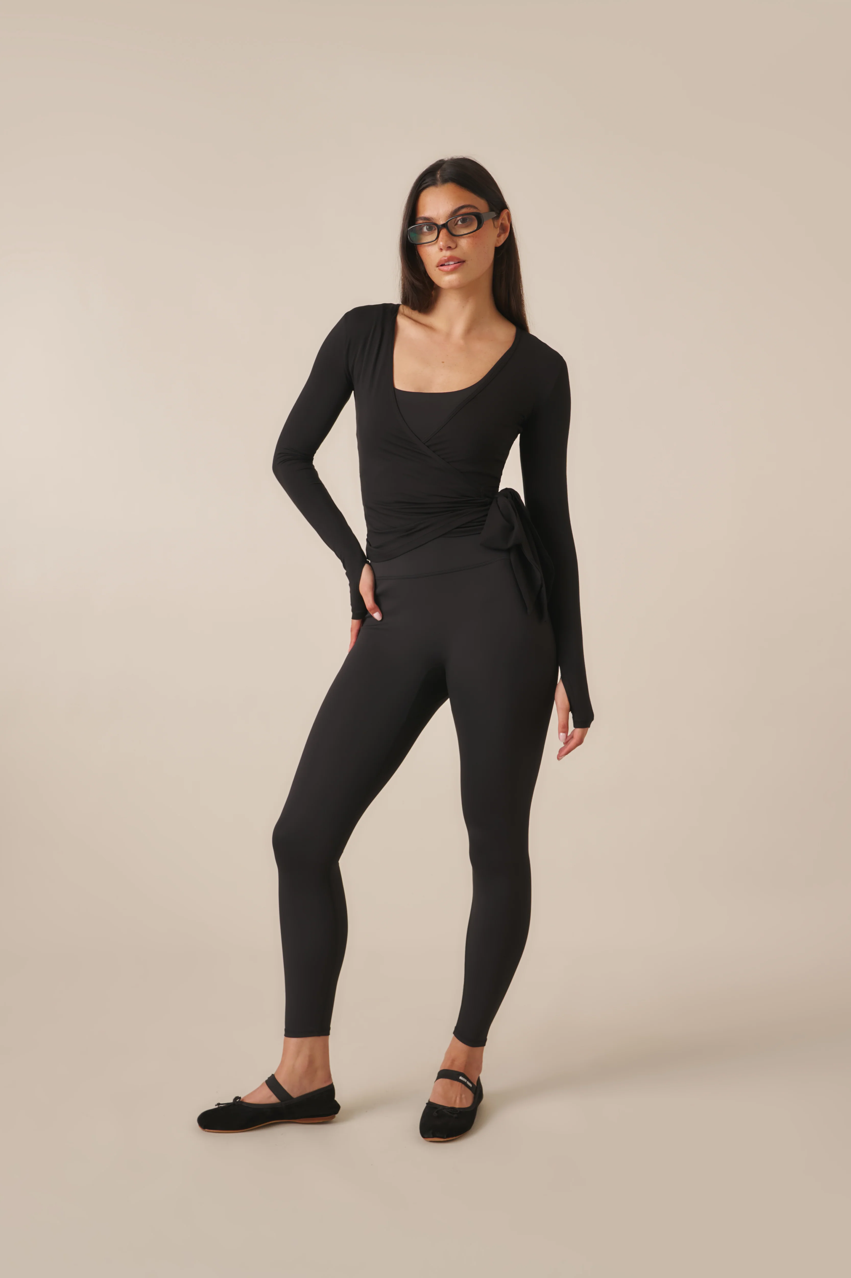 Ballet Wrap Long Sleeve Top - Core Black - Image 6