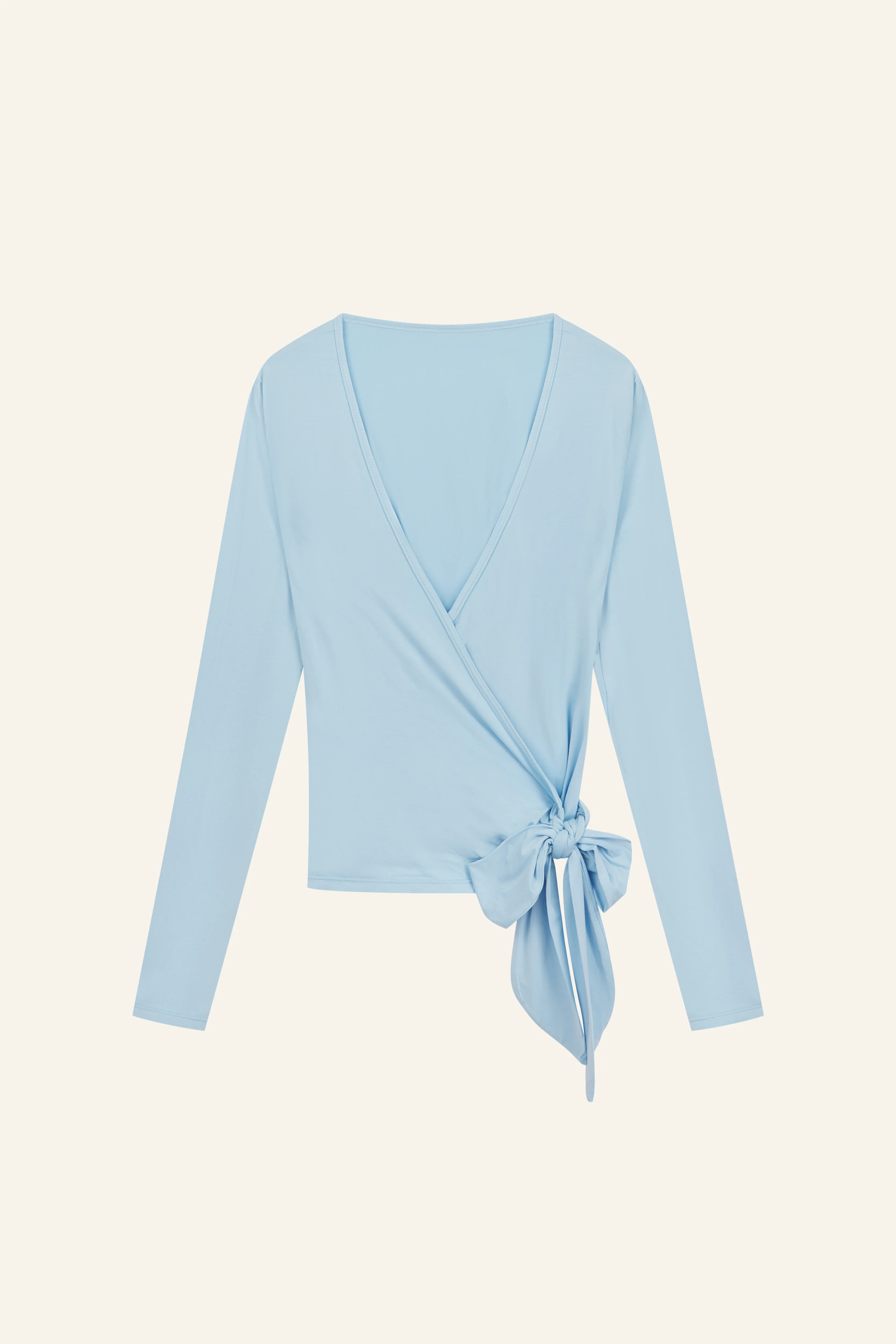 Ballet Wrap Long Sleeve Top - Powder Blue - Image 11