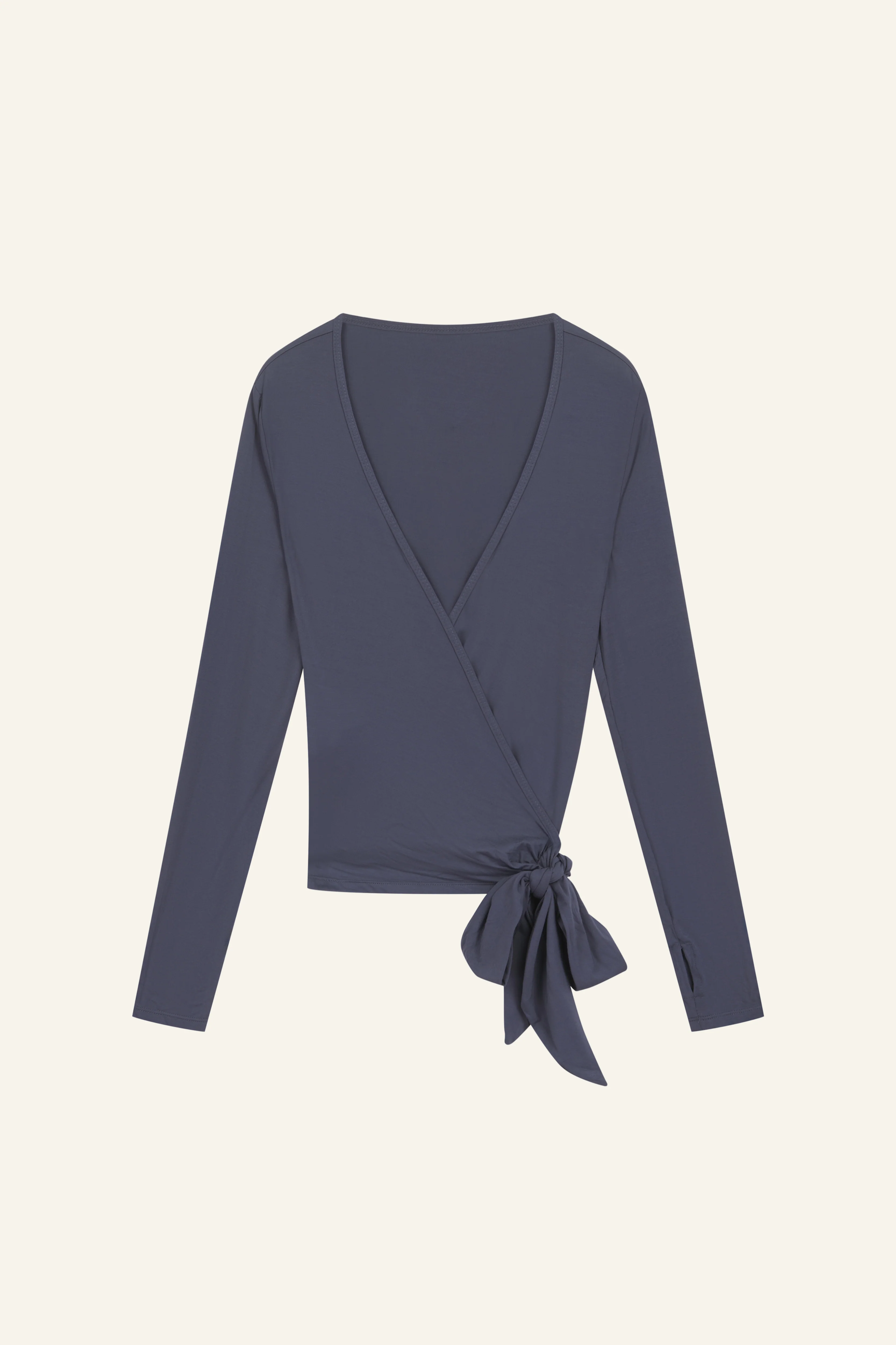 Ballet Wrap Long Sleeve Top - Slate Blue - Image 12