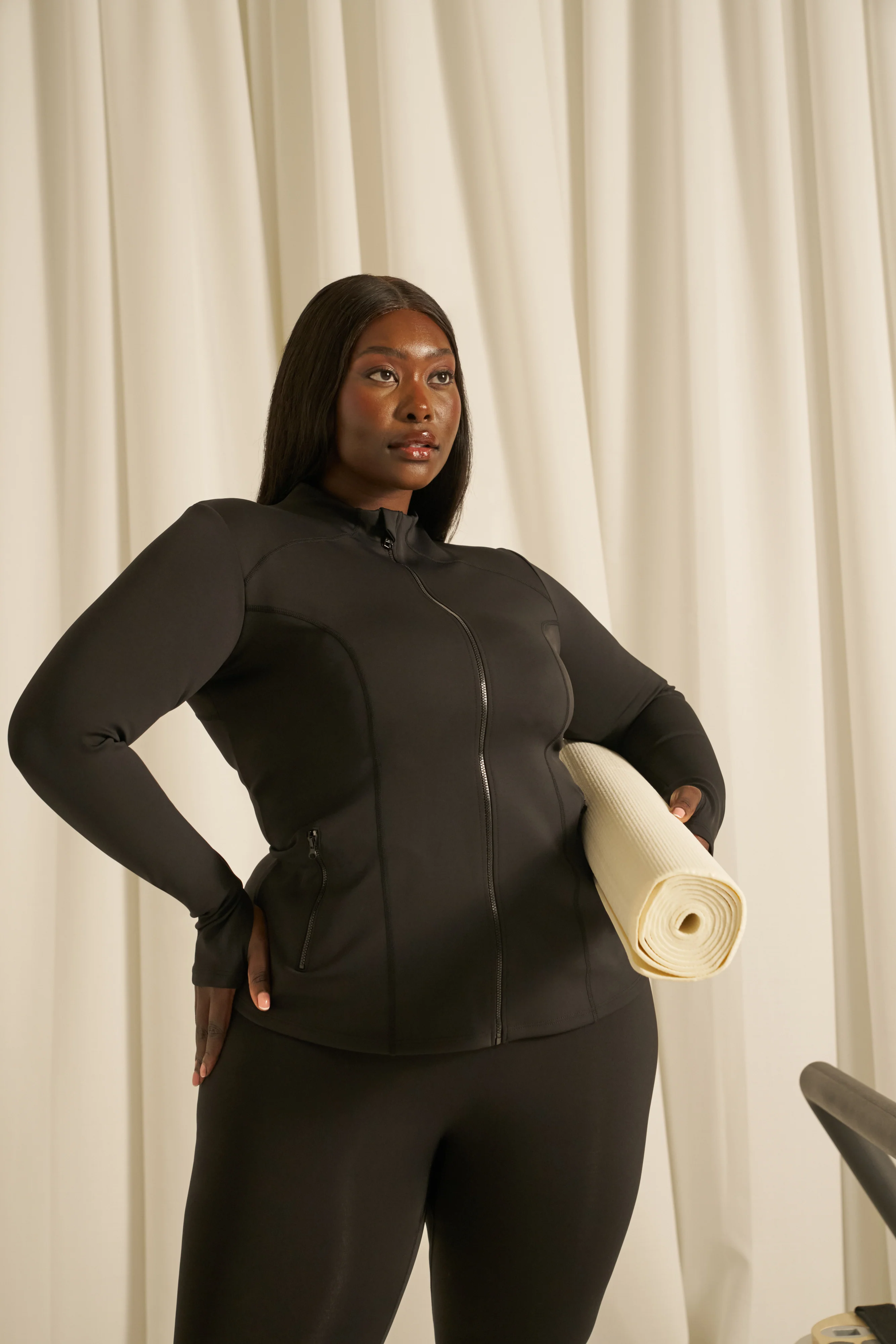 Smoothform Zip Through Seam Detail Active Jacket - Core Black - Image 14